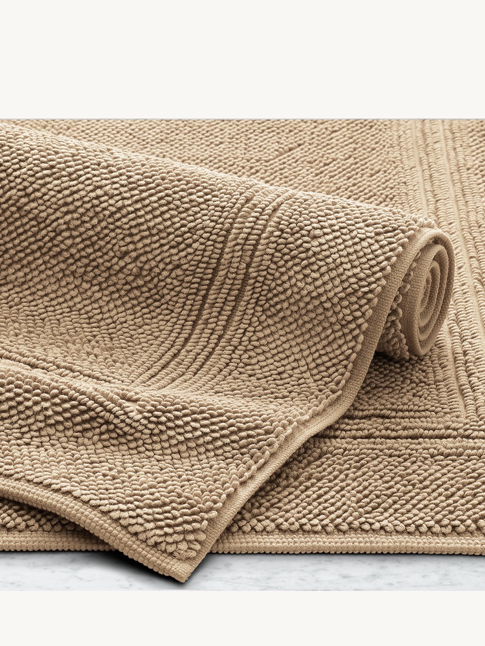RH NWT Cotton Woven Bath Rug 20x34 in Wheat